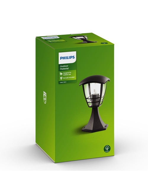 Aplique exterior creek e27 60 w sin bombilla, color negro, pedestal
