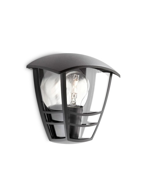 Aplique exterior creek e27 60 w sin bombilla, color negro, mural