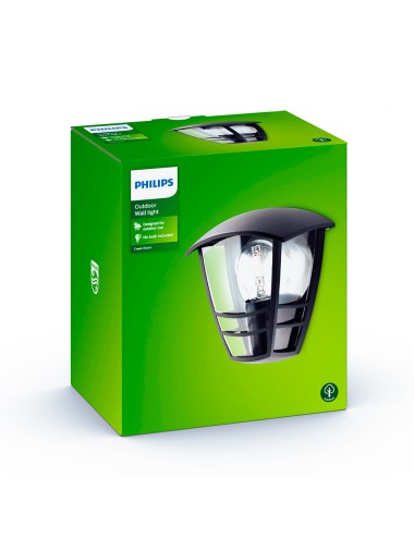 Aplique exterior creek e27 60 w sin bombilla, color negro, mural