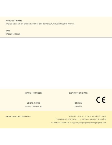 Aplique exterior creek e27 60 w sin bombilla, color negro, mural