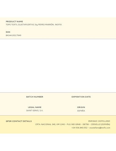 Tope textil sujetapuertas 1kg perro marrón. inofix