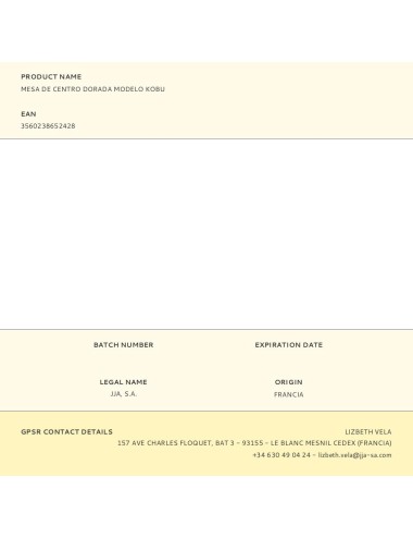 Mesa de centro dorada modelo kobu