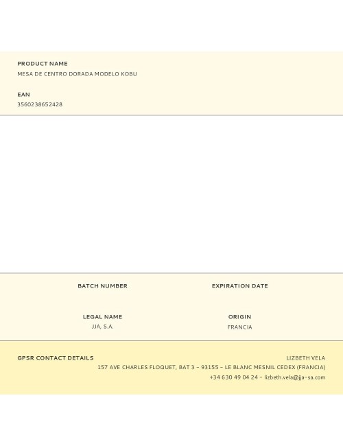 Mesa de centro dorada modelo kobu