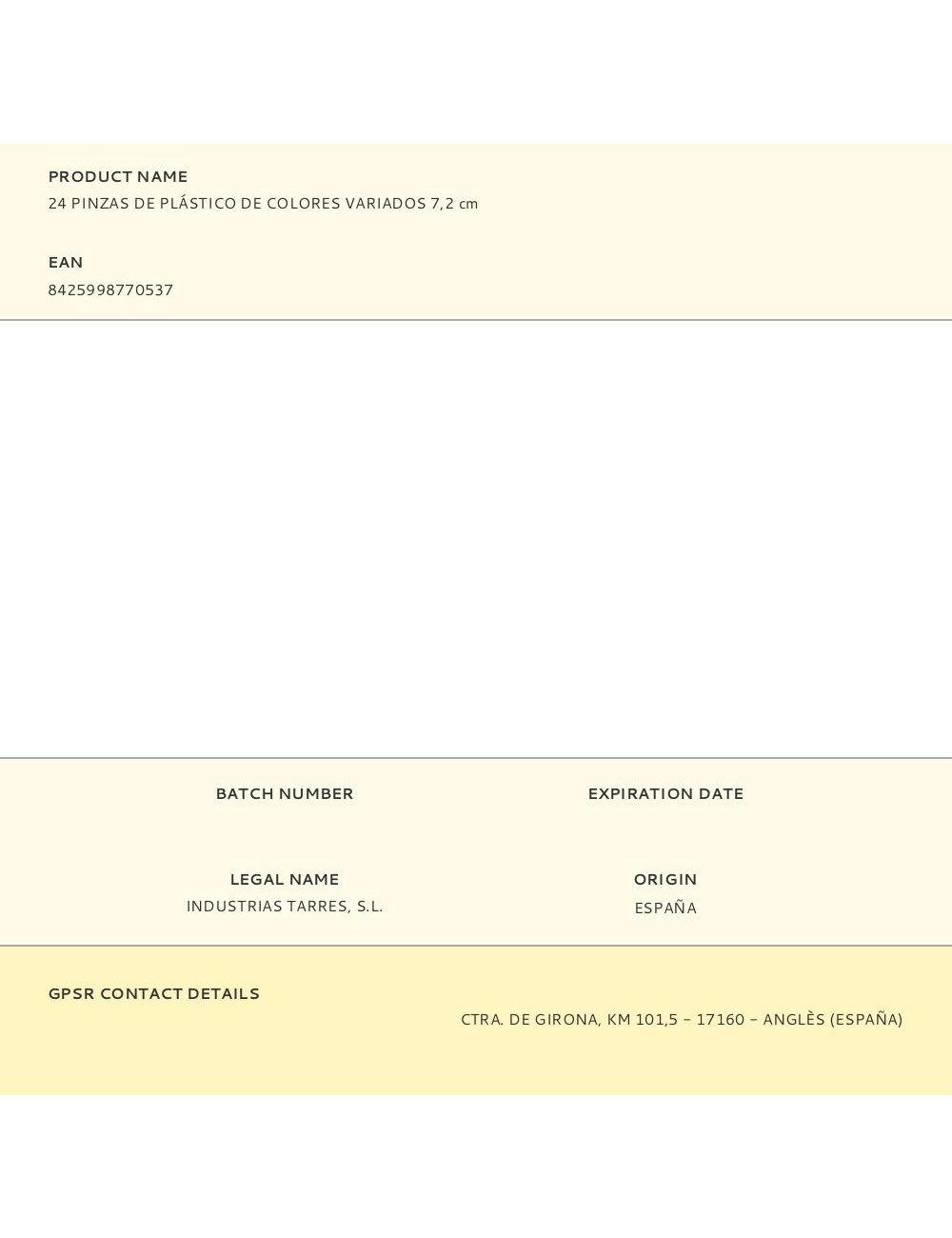 24 pinzas de plástico de colores variados 7,2 cm