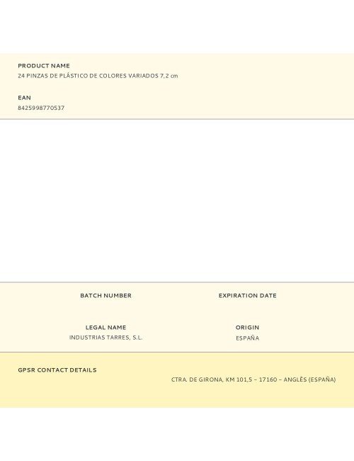 24 pinzas de plástico de colores variados 7,2 cm