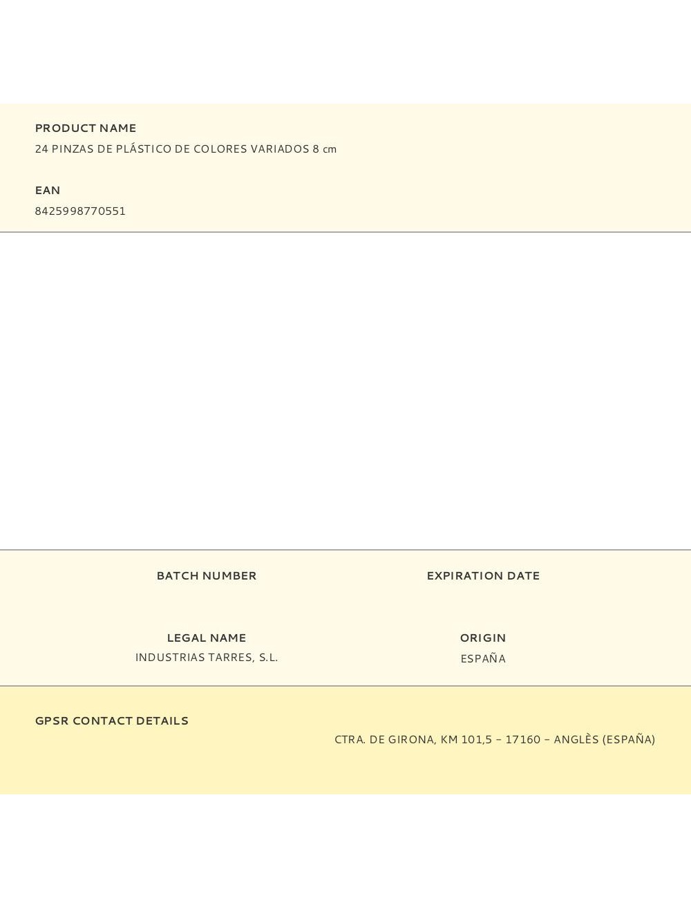 24 pinzas de plástico de colores variados 8 cm