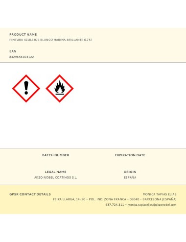 Pintura azulejos blanco harina brillante 750 ml