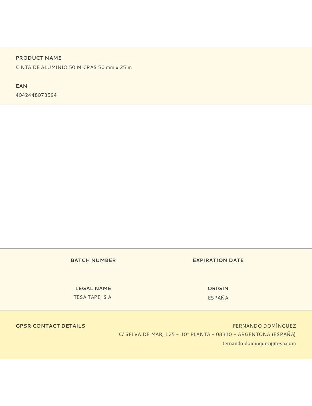 Cinta de aluminio 50 micras 50 mm x 25 m