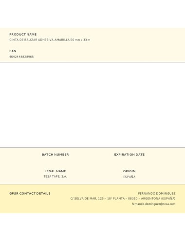 Cinta de balizar adhesiva amarilla 50 mm x 33 m