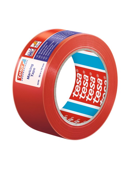Cinta de balizar adhesiva roja 50 mm x 33 m