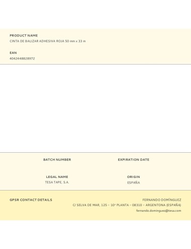 Cinta de balizar adhesiva roja 50 mm x 33 m