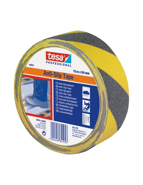 Cinta antideslizante negra/amarilla 50 mm x 15 m