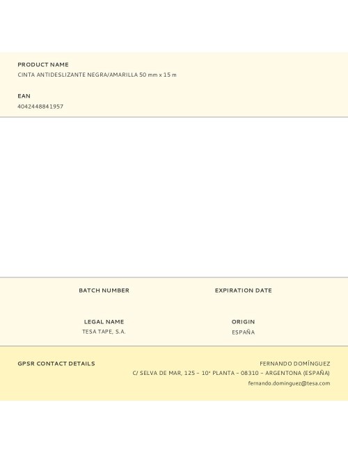 Cinta antideslizante negra/amarilla 50 mm x 15 m