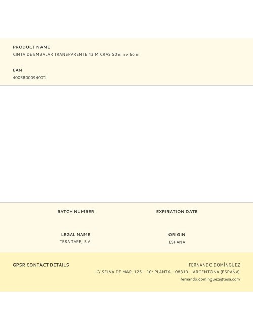 Cinta de embalar transparente 43 micras 50 mm x 66 m