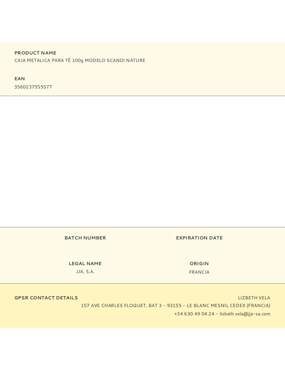 Caja metálica modelo scandi nature para té 100 g