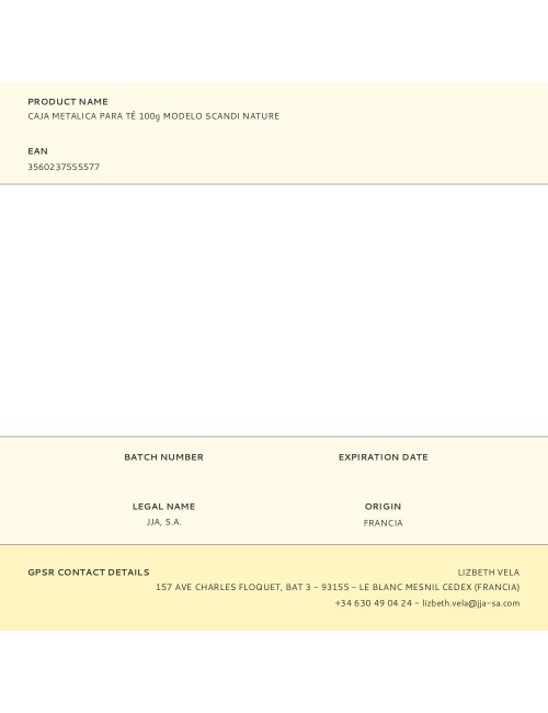 Caja metálica modelo scandi nature para té 100 g