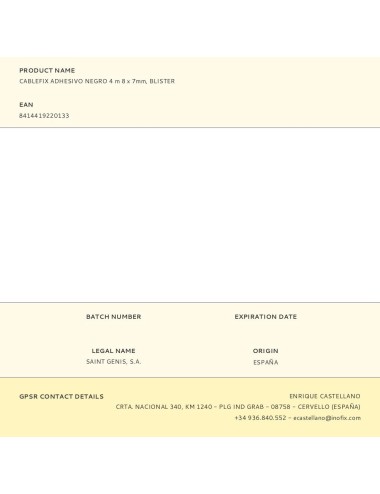 Cablefix adhesivo negro 4 m 8 x 7mm, blister