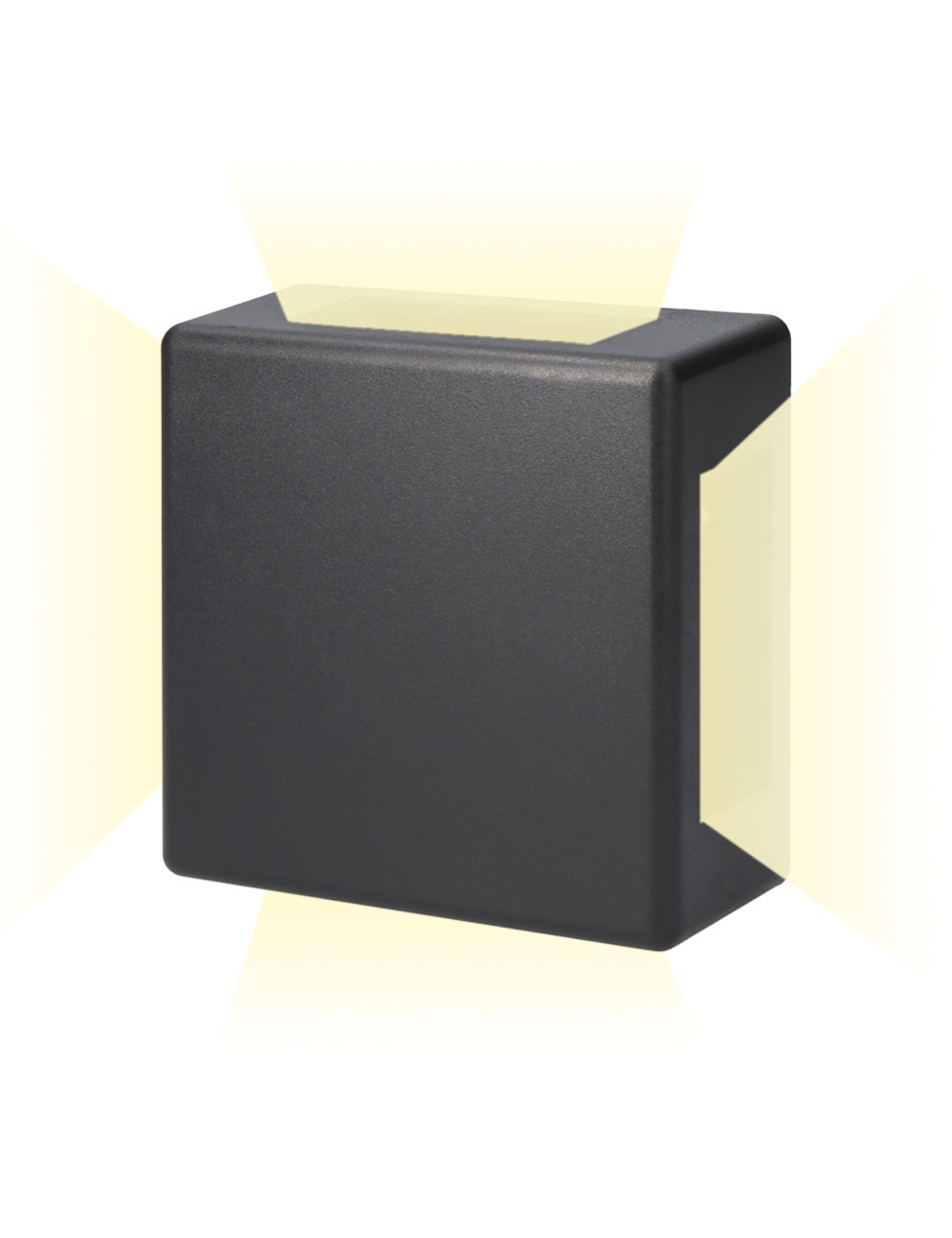 Aplique led cuadrado 4 proyecciones 6 w 516 lm 3000 k luz calida ip54 11.5 x 11.5 x 5 cm