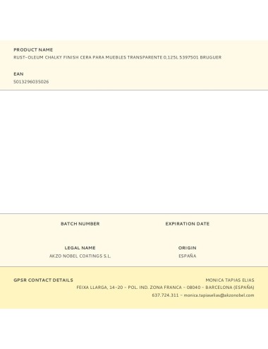 Rust-oleum chalky finish cera para muebles transparente 125 ml