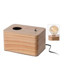 Lámpara con base de madera 20 x 8 x 9 cm