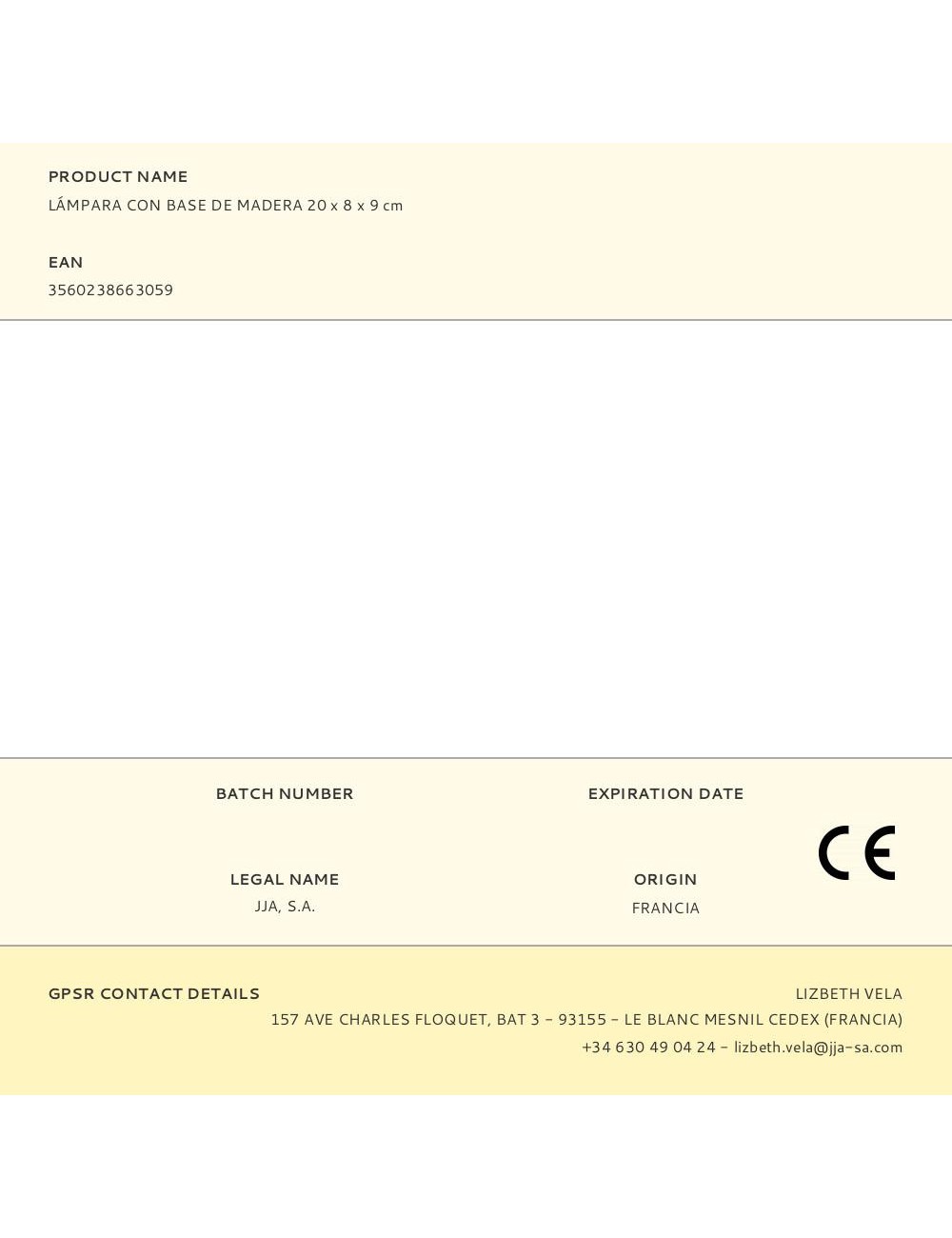 Lámpara con base de madera 20 x 8 x 9 cm