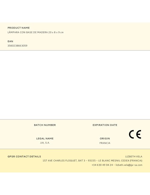 Lámpara con base de madera 20 x 8 x 9 cm