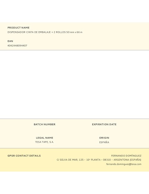 Dispensador cinta de embalaje + 2 rollos 50 mm x 66 m