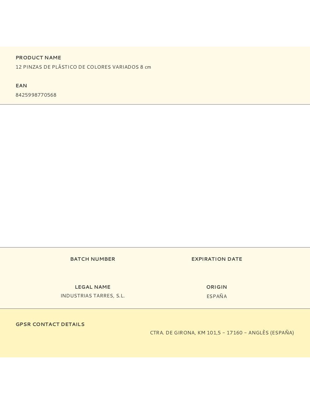 12 pinzas de plástico de colores variados 8 cm