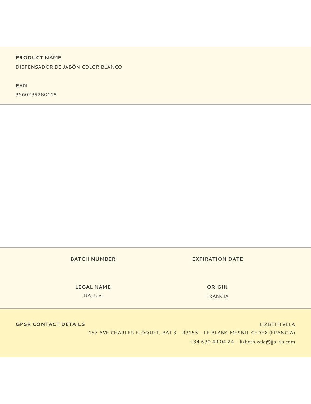 Dispensador de jabón color blanco