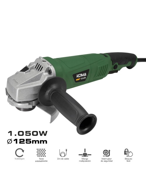 Amoladora angular electrica con maletin, ø125 mm, 1050 w