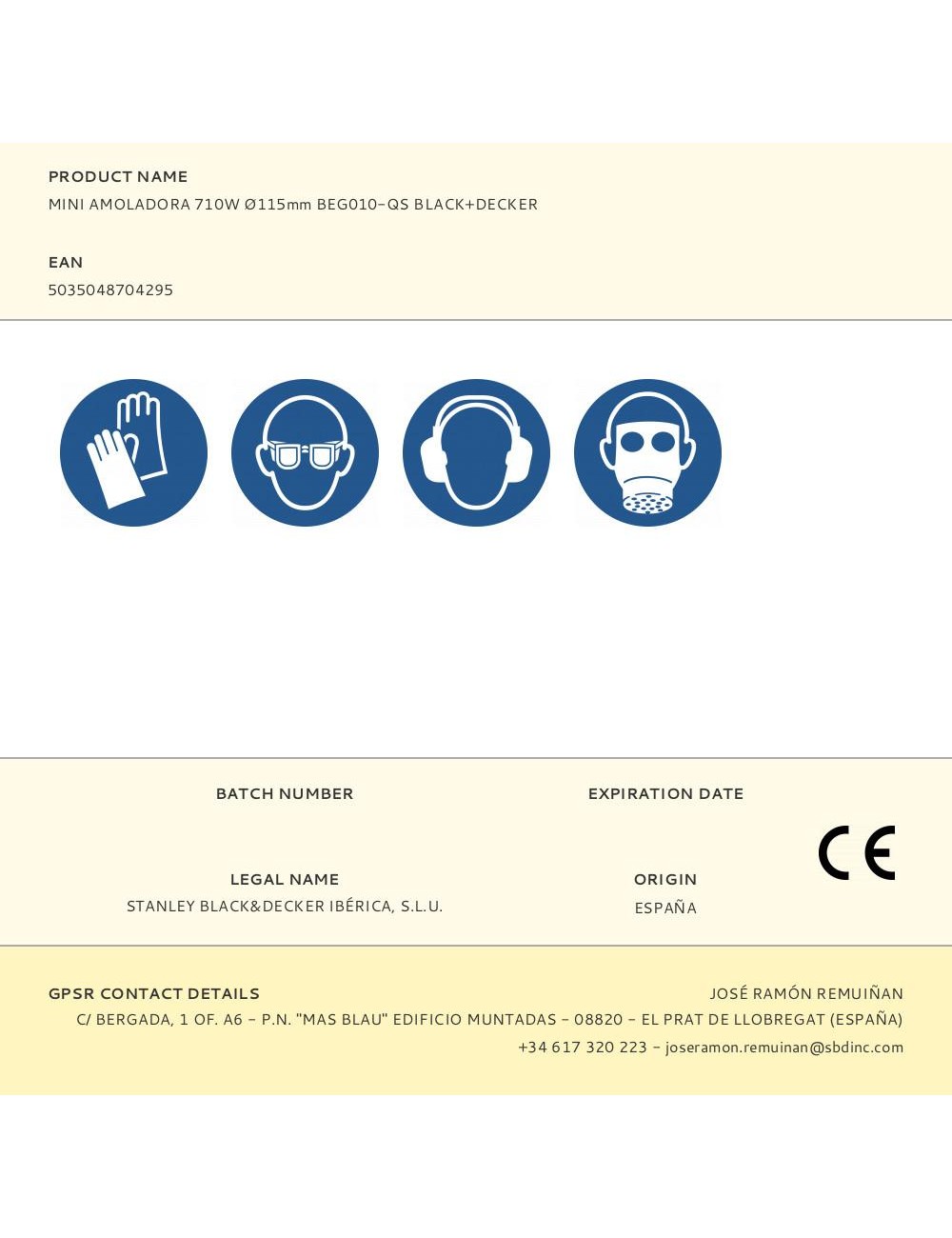 Mini amoladora 710w ø115mm beg010-qs black+decker