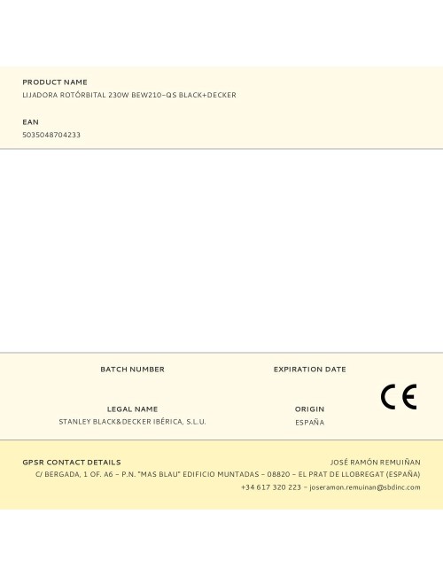 Lijadora rotórbital 230w bew210-qs black+decker