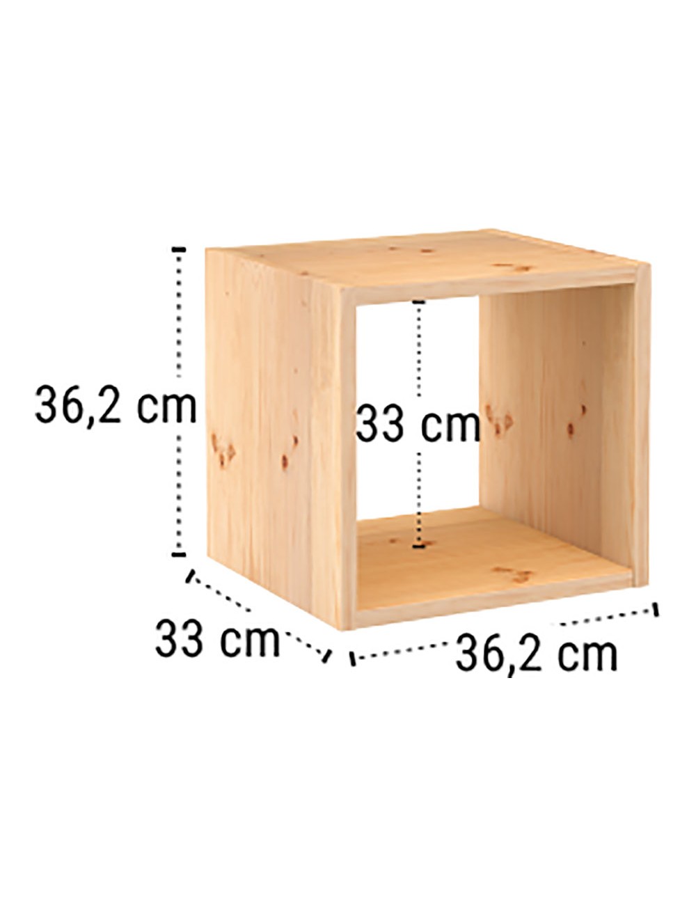 Estanteria modular 1 cubo dinamic pino macizo 36,2 x 33 x 36,2 cm