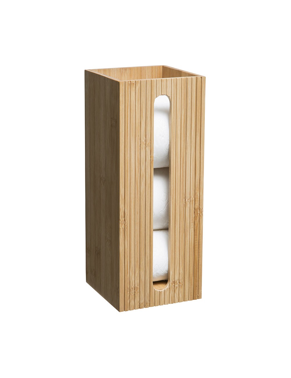 Portarrollos de repuesto wc de bambú 36 x 14.5 x 14.5 cm