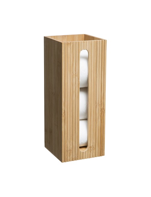 Portarrollos de repuesto wc de bambú 36 x 14.5 x 14.5 cm