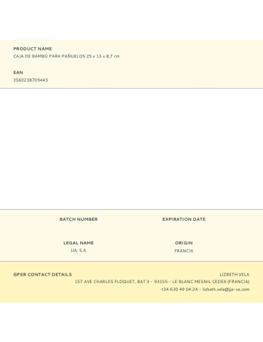 Caja de bambú para pañuelos 25 x 13 x 8,7 cm