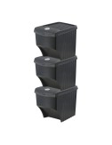 Sistema de 3 cubos apilables para reciclaje 39,2 x 29,3 x 45,6 cm, 3 x 22 l