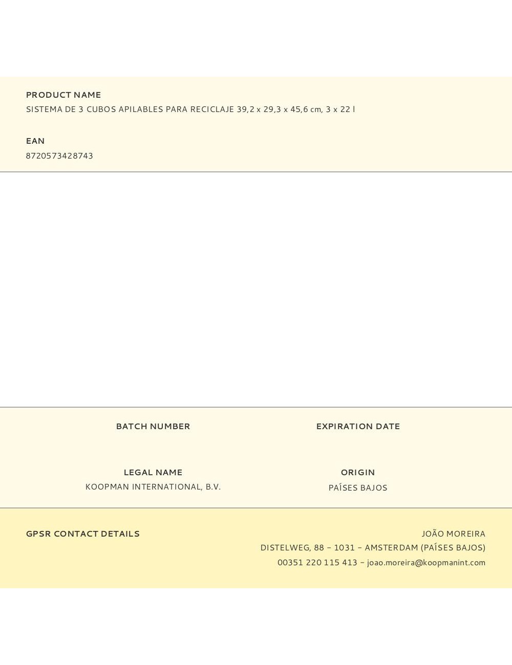 Sistema de 3 cubos apilables para reciclaje 39,2 x 29,3 x 45,6 cm, 3 x 22 l