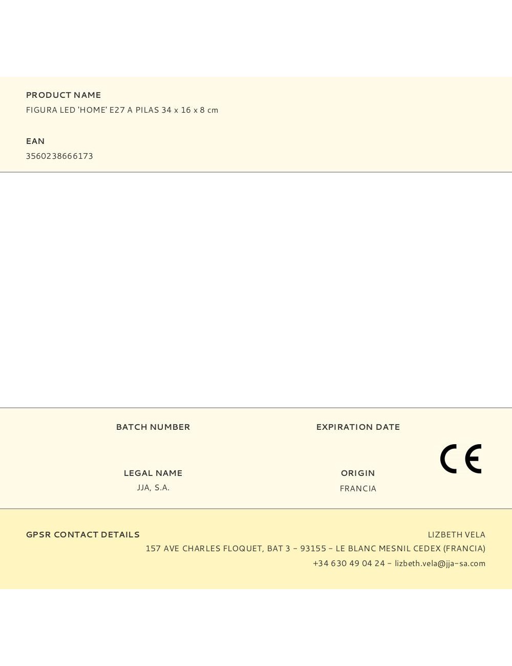 Figura led 'home' e27 a pilas 34 x 16 x 8 cm