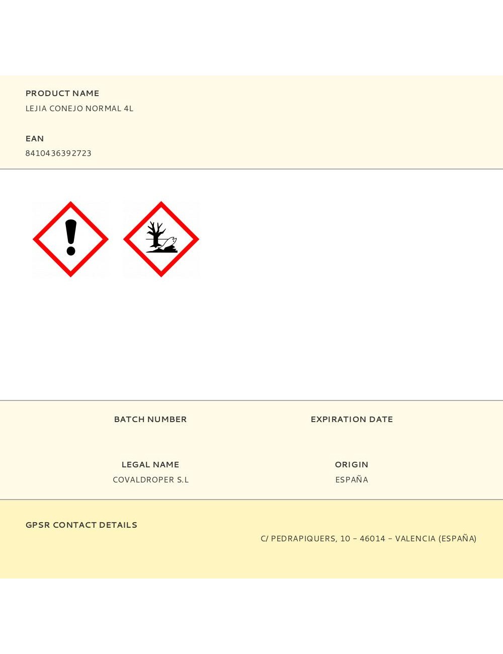 Lejia conejo normal 4l