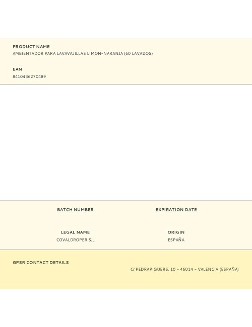 Ambientador para lavavajillas limon-naranja (60 lavados)