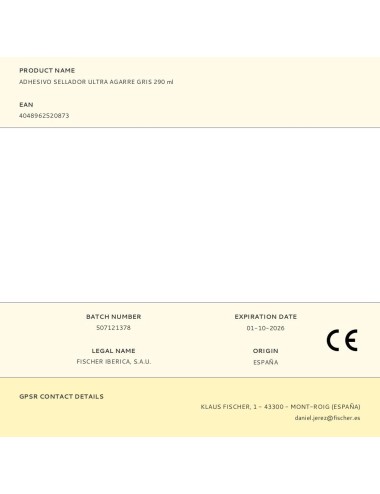 Adhesivo sellador ultra agarre gris 290 ml