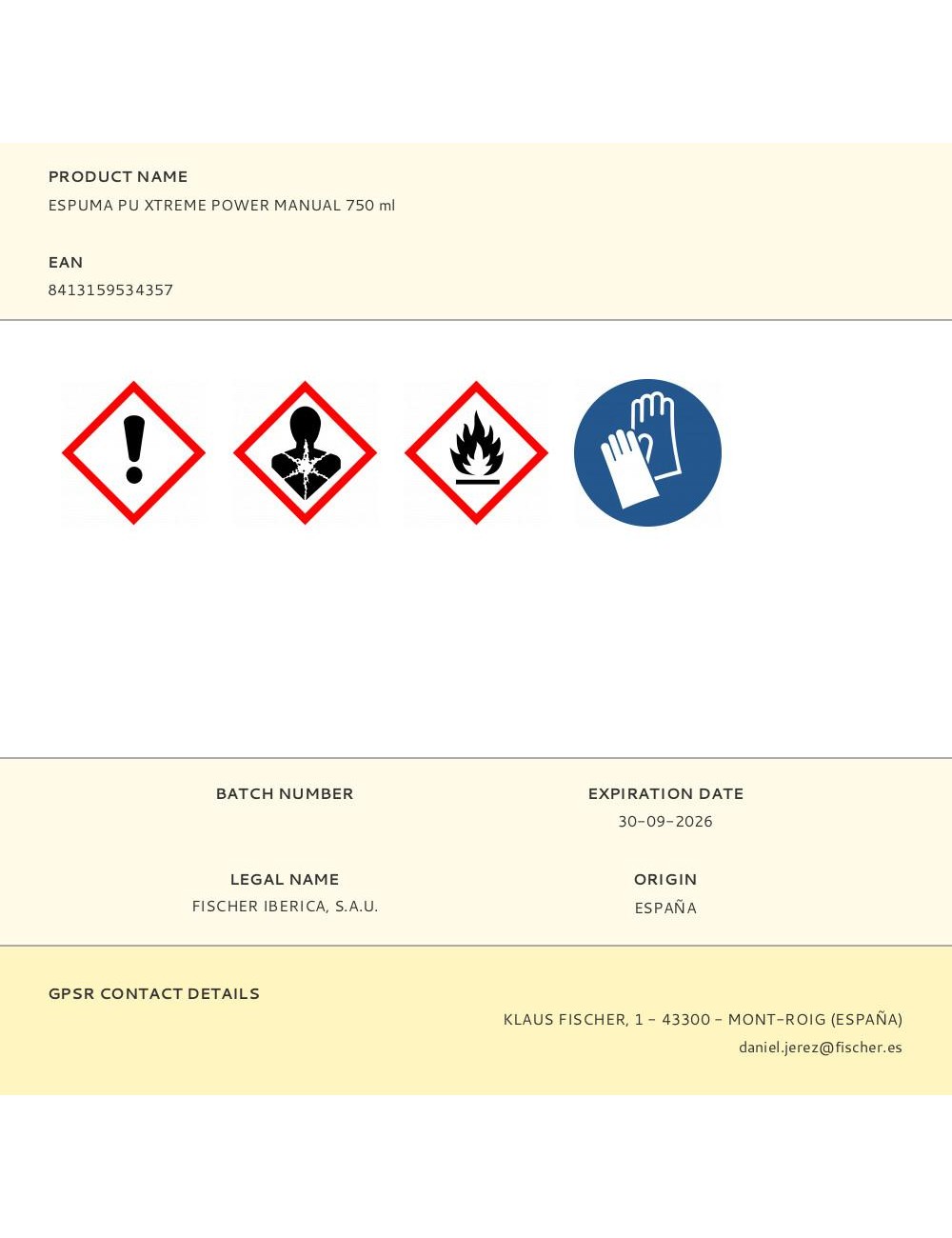 Espuma pu xtreme power manual 750 ml