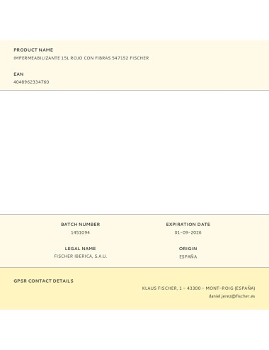 Impermeabilizante rojo con fibras 15 l