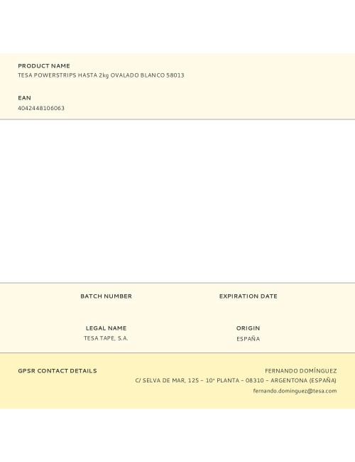 Tesa powerstrips hasta 2kg ovalado blanco 58013