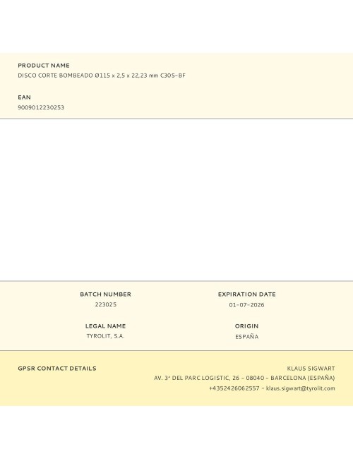 Disco corte bombeado ø115 x 2,5 x 22,23 mm c30s-bf