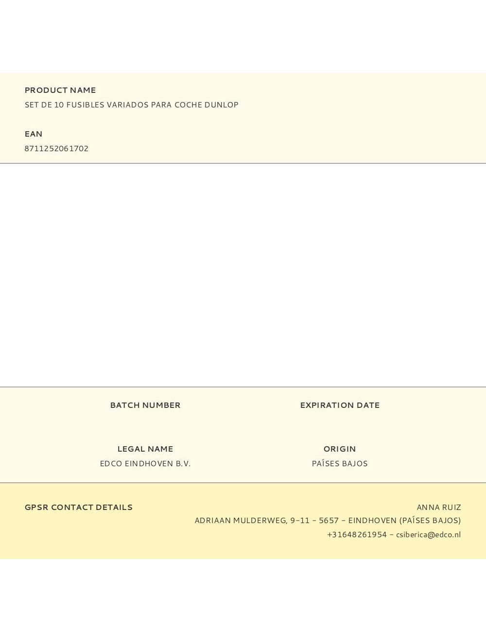 Set de 10 fusibles variados para coche dunlop