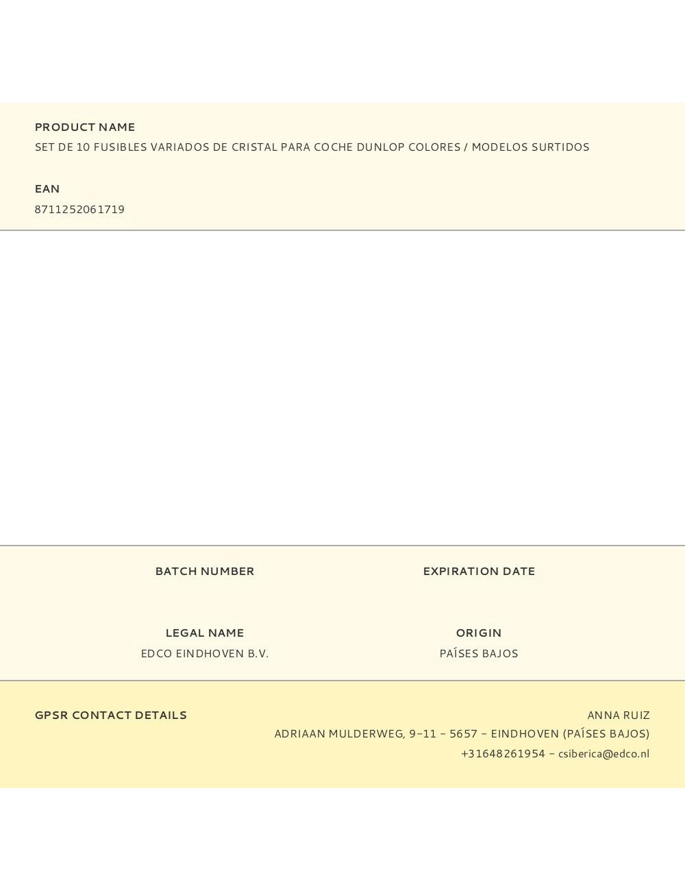 Set de 10 fusibles variados de cristal para coche dunlop colores / modelos surtidos