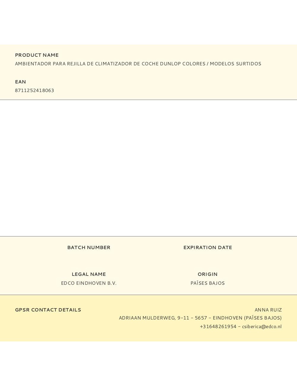 Ambientador para rejilla de climatizador de coche dunlop colores / modelos surtidos