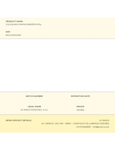 Cola blanca rapida biberón 250 g